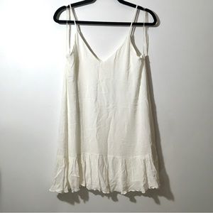 NWOT Spaghetti Strap V Neck Shift Dress with Ruffle Hem